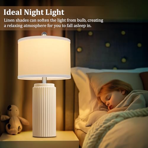23.5" Cream Ceramic Table Lamps Set of 2 (2 Count)