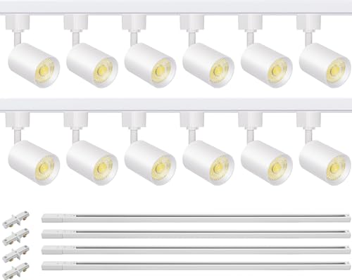 12 Light LED Track Lighting Kit with 13FT H Type Track Rail