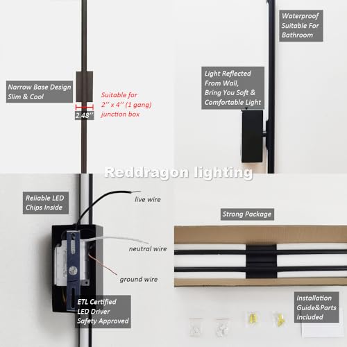 Only Suitable for Small Junction Box Hardwired Wall Sconces Dimmable 32'' (2 Count)