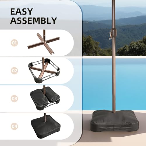 15ft Umbrella Outdoor Patio Solar Lights with Base