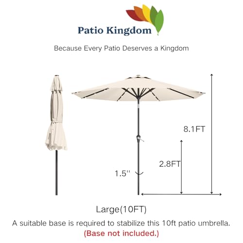 10FT Solar Umbrella 32 LED Lighted Patio Umbrella Table Market Umbrella w