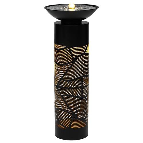 AUTODAYA 32" H Metal Cutout Outdoor Fountain with Charming Lights & Shadow