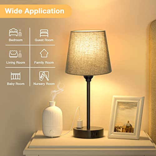 Black Bedside Lamps Set 2 for Bedroom (2 Count)