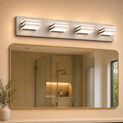 4 Light Brushed Nickel Bathroom Vanity Light
