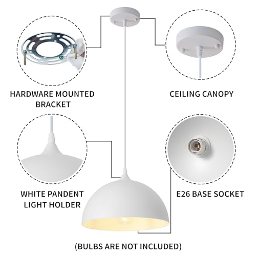 White Farmhouse Pendant Light 11.8inches 2 Packs (2 Count)