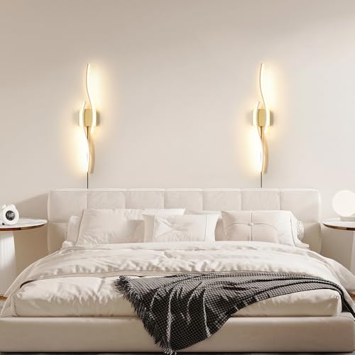 Modern Gold Plug in Wall Sconce Set of 2 (2 Count)