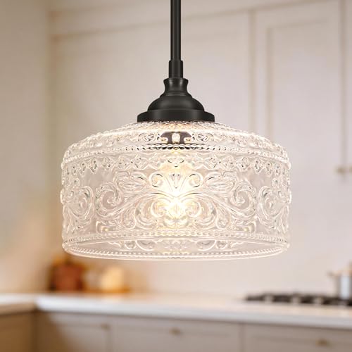Black Vintage Pendant Lights Kitchen Island with Glass Over Sink