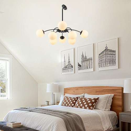 8 Light Milk Glass Pendant Light