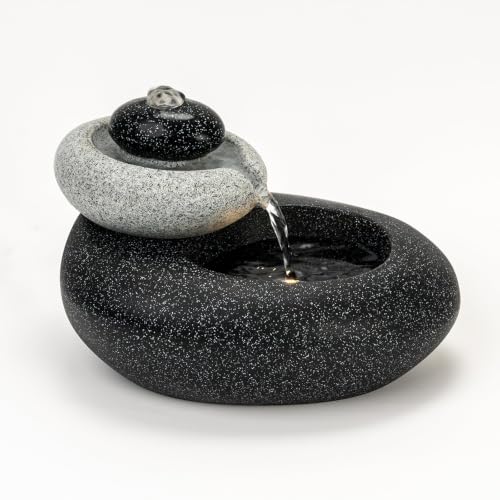 Tabletop Waterfall Fountain Rock Style Small 6.89" Relaxation Tabletop Fountain with Soothing Light for Office Home Decor