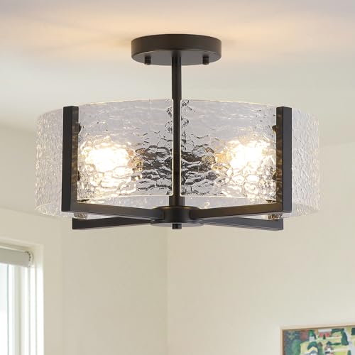 18" Black Large Semi Flush Mount Ceiling Light