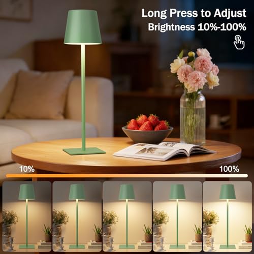 Green Cordless Rechargeable Table Lamp (2 Count)