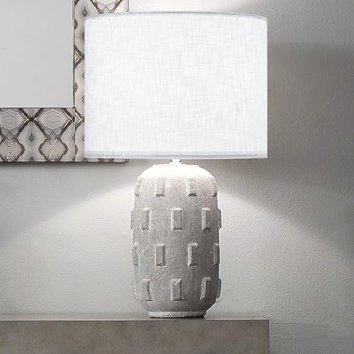 White Textured Drum lampshade Medium Lamp Shade 13" Top x 13" Bottom x 10" High