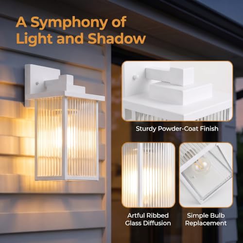 13" White Outdoor Wall Light