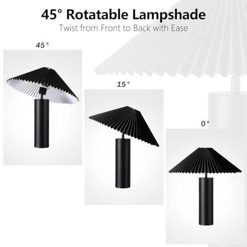 Modern Table Lamp with Pleated Lampshade and Cylindrical Base