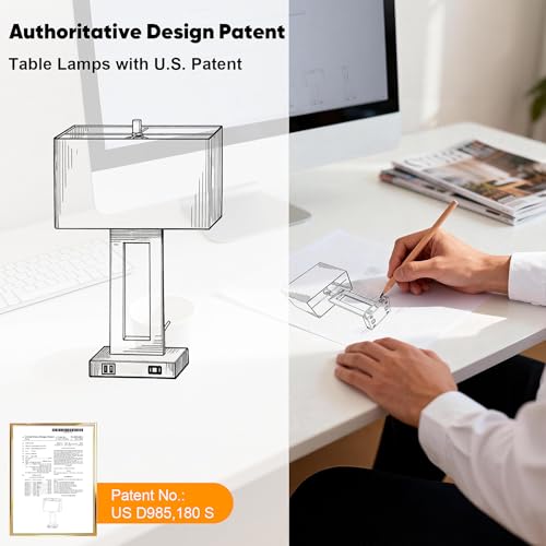 28" Gold Modern Touch Control Table Lamp Set of 2 with 2 USB Ports (2 Count)