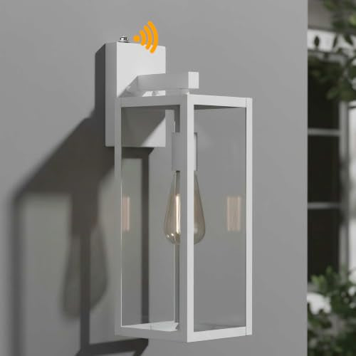 18 Inch White Large Outdoor Wall Lights Dusk to Dawn 2 Pack Outdoor Wall Sconces with Dusk to Dawn Sensor Porch & Patio Lights Large Size Outdoor Porch Light with Photocell Sensor Outdoor Lighting