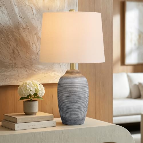 24.5" Ceramic Rustic Lamp for Living Room with Pre