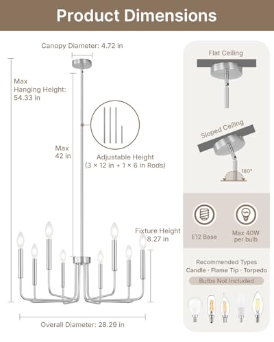 8 Light Brushed Nickel Chandelier