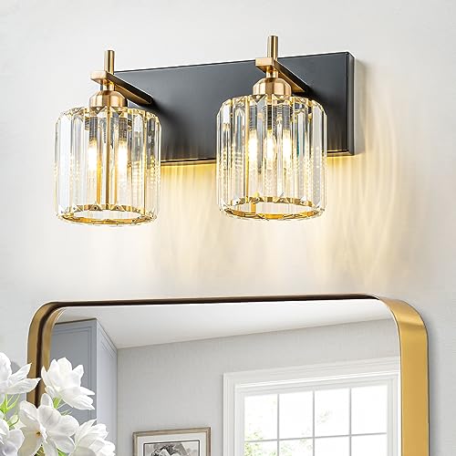 2 Light Crystal Bathroom Vanity Lights