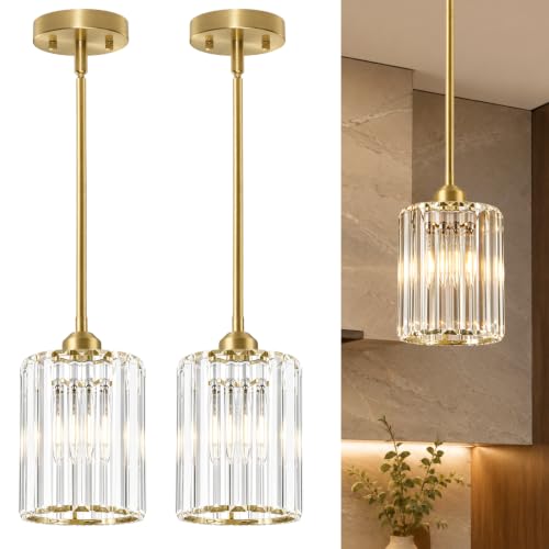 Brushed Gold Pendant Lights Kitchen Island 2 Pack (2 Count)