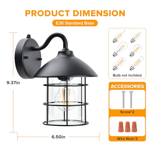 Dusk to Dawn Outdoor Wall Lights (Black / 1 Pack)