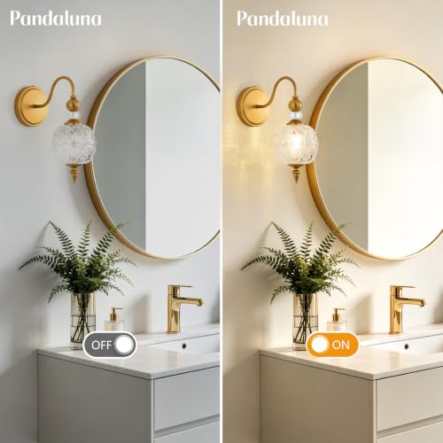Vintage 1 Light Bathroom Vanity Light Wall Sconces (Antique Gold & Clear / 1-Light)