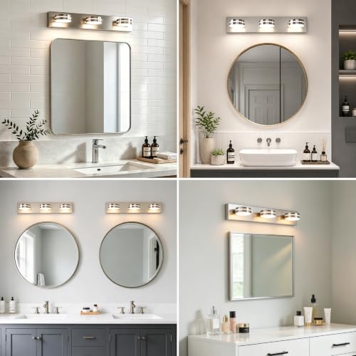 3 Light Bathroom Vanity Light 23.62in Brushed Nickel Vanity Light