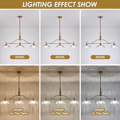 Chandeliers Pendant Light Fixture Vintage Pendant Lighting Fixtures 3 Lights Chandelier Matte Brass Kitchen Glass Hanging Lamp for Island Dining Room Living Room