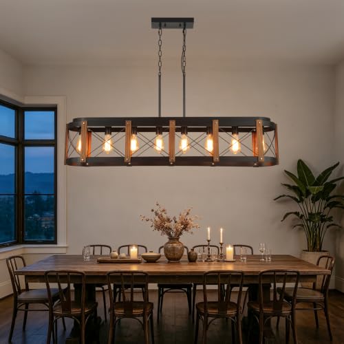 Rustic Farmhouse Wood Kitchen Island Lighting