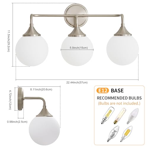 Brushed Nickel Bathroom Light Fixtures Over Mirror Vanity 3