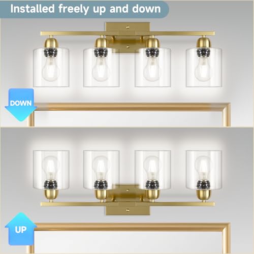 Modern Brushed Gold 4 Light Bathroom Light Fixtures