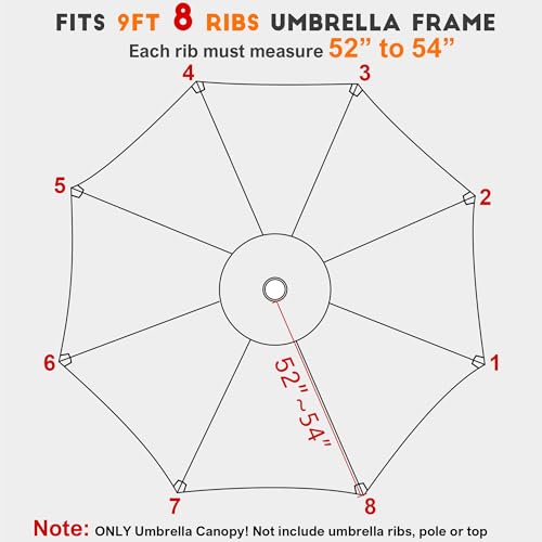9ft Patio Umbrella Replacement Canopy
