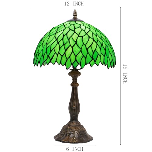 Tiffany Table Lamp Stained Glass Bedside Reading Light W12H19 inch