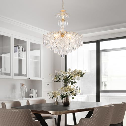 6 Light Crystal Chandelier Pendant Ceiling Light Modern Lighting Fixture for Bedroom Hallway Bar Kitchen Bathroom