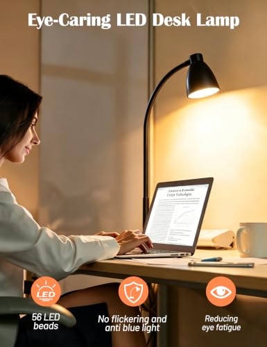 LED Desk Lamp with USB Charging Port 3 Color Modes Dimmable