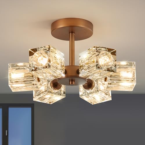 Crystal Antique Semi Flush Ceiling