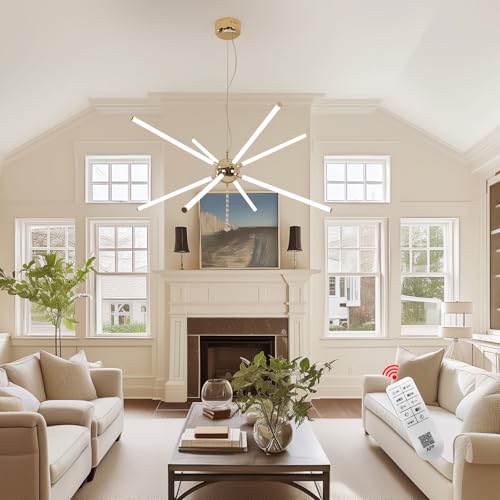 37.4" Modern LED Chandelier Gold Dimmable 8
