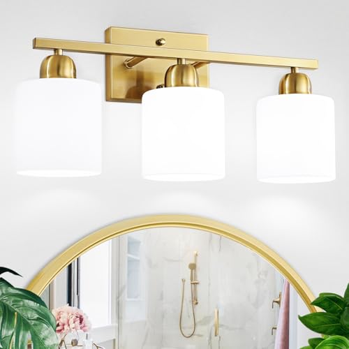 3 Light Gold Bathroom Light Fixtures