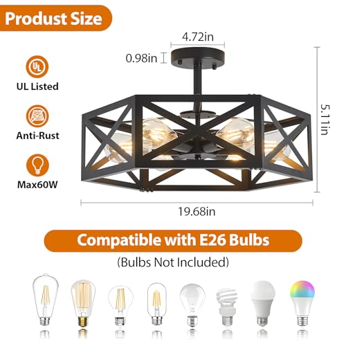 Semi Flush Mount Ceiling Light for Hallway Light Fixture