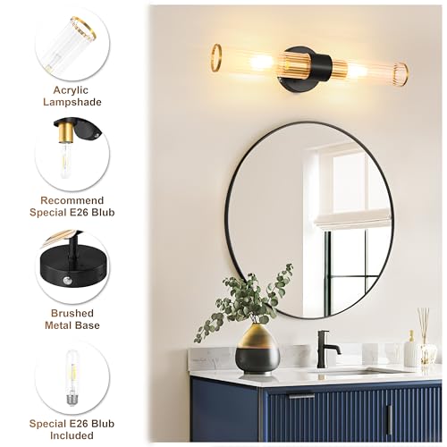 Black Gold Battery Operated Wall Sconce