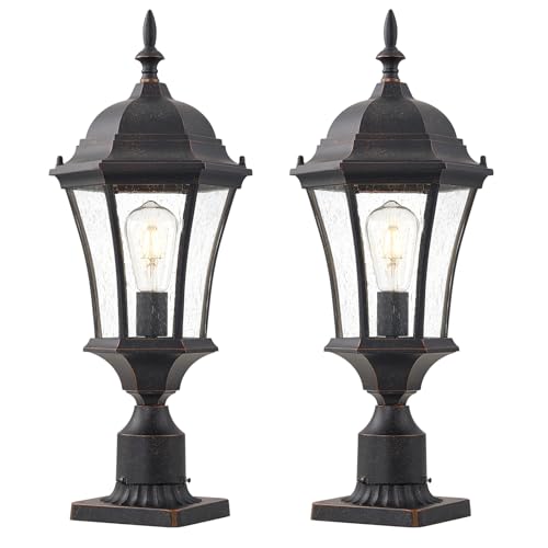 Cast Aluminum 24" Large Outdoor Post Light with 3" Pier Mount (2 Count)
