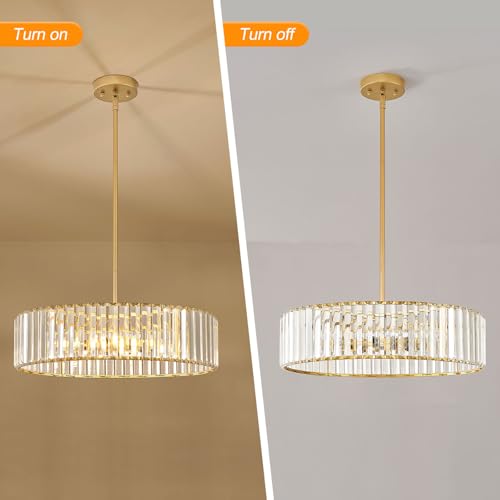 Crystal Gold Semi Flush Ceiling Light 19.68 Inch