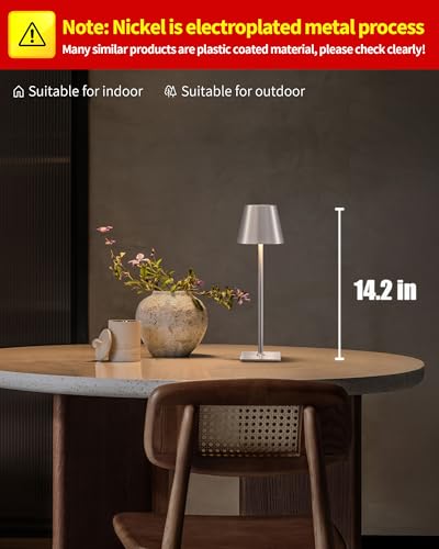 2 Pack Cordless Brushed Nickel Table Lamps (2 Count)