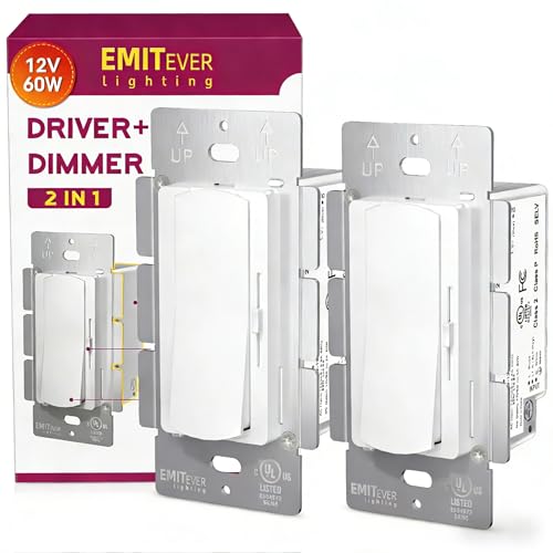 Dimmer Light Switch & 12V 60W Dimmable LED Driver 2 in 2PK