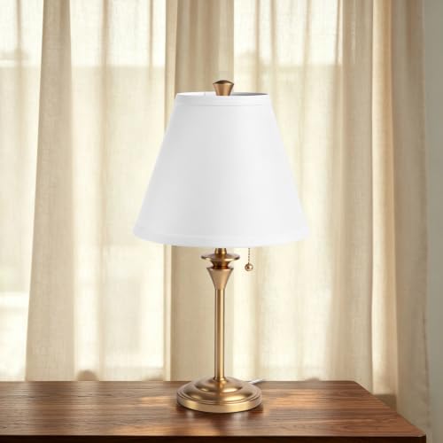 Metal Table Lamp for Bedroom (White Shade & Golden Base)