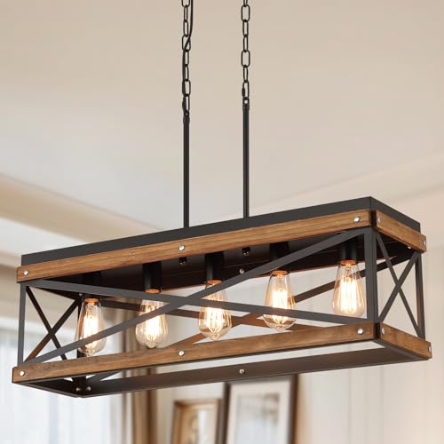 Rustic Farmhouse Wood Kitchen Island Lighting