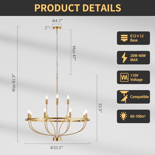 33.5" Gold Chandelier