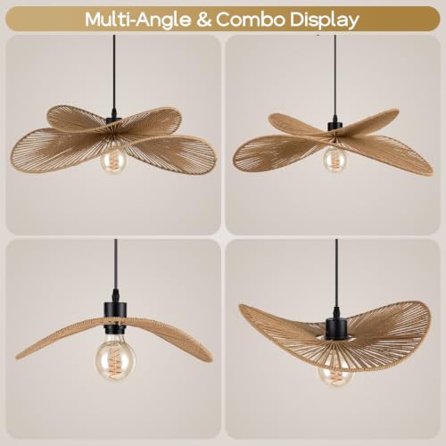 22.8" Large Boho Rattan Pendant Light (Natural)