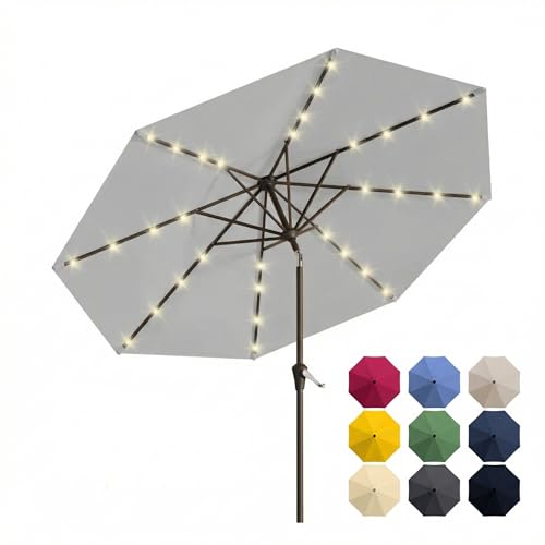 10FT Solar Patio Umbrella with Lights