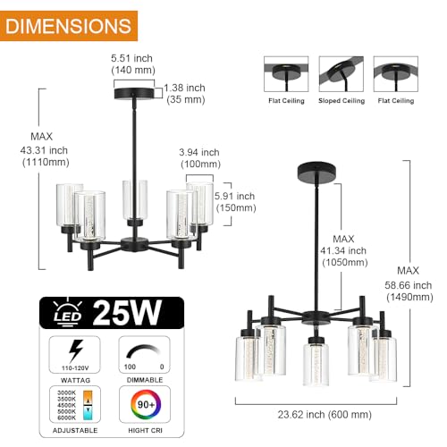 5 Light LED Modern Pendant Lights